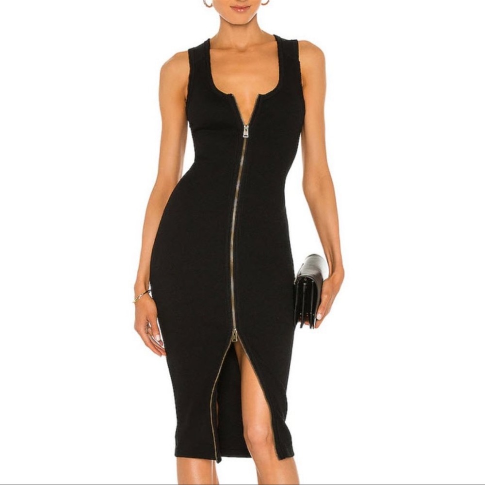 AllSaints Alicia Midi Ribbed Knit Zip Up Dress Size US 8.      New Without Tags